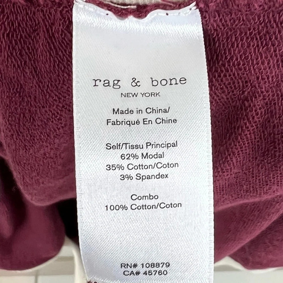 Rag & Bone Coast Two-Tone French Modal-blend Terry Mini Dress Claret Medium - Picture 10 of 12